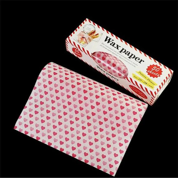 50 fogli/pacco Carta da imballaggio per alimenti Carta cerata da forno Fodere impermeabili antigrasso, Specifiche: Cuore