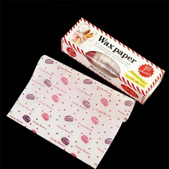 50 fogli/pacco Carta da imballaggio per alimenti Carta cerata da forno Fodere impermeabili antigrasso, Specifiche: Macaron