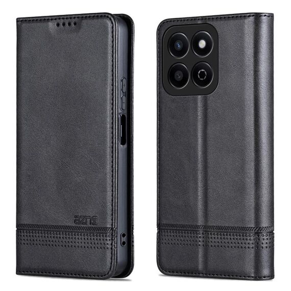Custodia per telefono in pelle flip con texture magnetica AZNS per Honor Play 60 Plus (nera)
