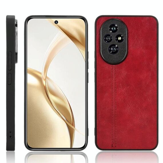 Custodia per telefono con cover posteriore cucita con motivo mucca per Honor 200 Pro (rosso)