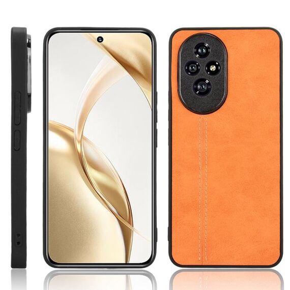 Custodia per telefono con cover posteriore cucita per Honor 200 Pro con motivo mucca (giallo)