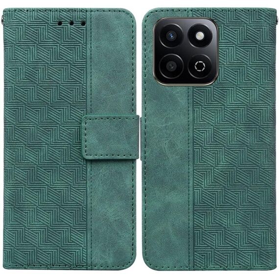 Custodia per telefono in pelle goffrata geometrica per Honor Play 60 Plus (verde)