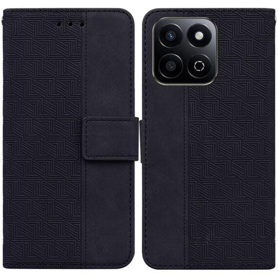 Custodia per telefono in pelle goffrata geometrica per Honor Play 60 Plus (nera)