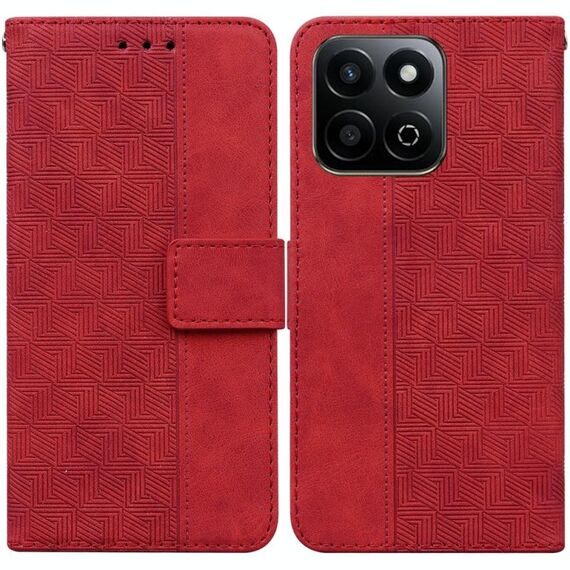 Custodia per telefono in pelle goffrata geometrica per Honor Play 60 Plus (rosso)