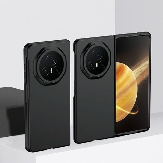 Custodia per telefono in PC ultra sottile con effetto pelle per Honor Magic V3 (nero)