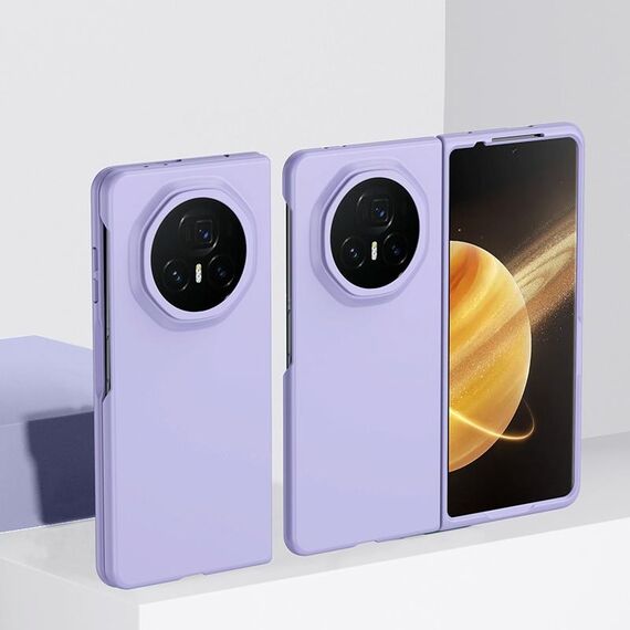 Custodia per telefono in PC ultra sottile con effetto pelle per Honor Magic V3 (viola)