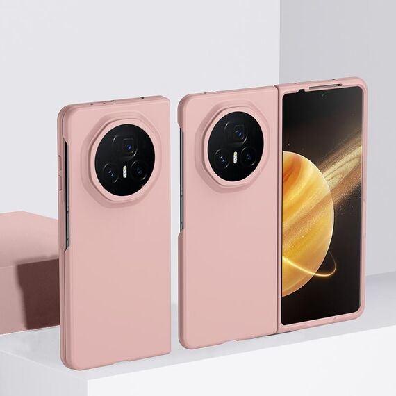 Custodia per telefono in PC ultra sottile con effetto pelle per Honor Magic V3 (rosa)