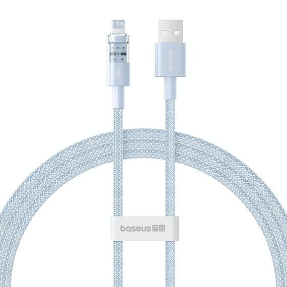 Baseus Gem Cavo dati USB trasparente da 2,4 A a 8 pin per ricarica rapida, lunghezza: 1 m (blu)
