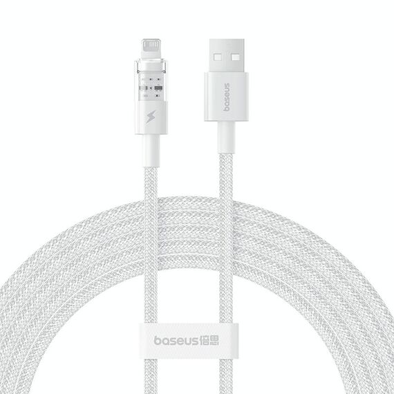 Baseus Gem Cavo dati USB trasparente da 2,4 A a 8 pin per ricarica rapida, lunghezza: 2 m (bianco)