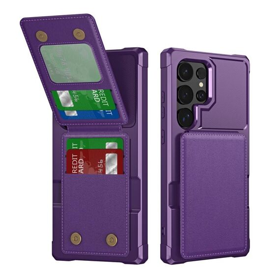 Per Samsung Galaxy S24 Ultra 5G Custodia per telefono in pelle con supporto verticale a ribalta (viola)