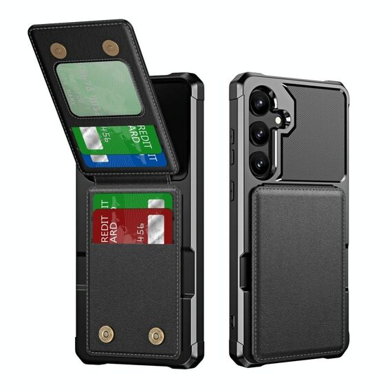 Per Samsung Galaxy S24+ 5G Custodia per telefono in pelle con supporto verticale a ribalta (nero)
