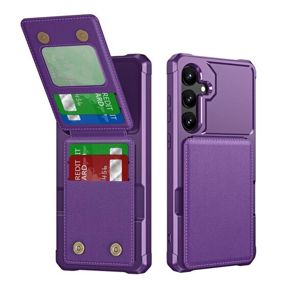 Per Samsung Galaxy S24+ 5G Custodia per telefono in pelle con supporto verticale a ribalta (viola)