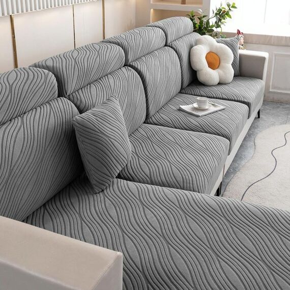 Copridivano pigro tutto compreso lavorato a maglia Copridivano elasticizzato per uso domestico, Colore: Grigio scuro (Persona singola extra large)