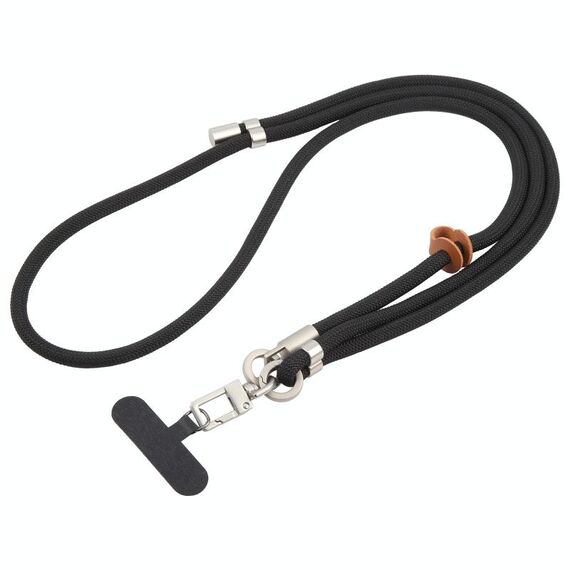 Cordino da collo per cellulare con fibbia in argento regolabile anti-smarrimento da 8 mm (nero)