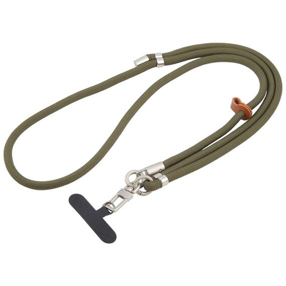 Cordino da collo per cellulare con fibbia in argento regolabile anti-smarrimento da 8 mm (verde militare)