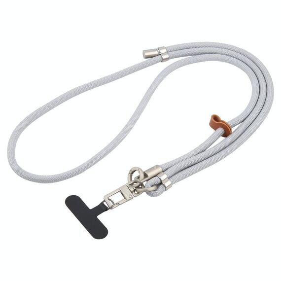 Cordino da collo per cellulare con fibbia in argento regolabile anti-smarrimento da 8 mm (grigio chiaro)