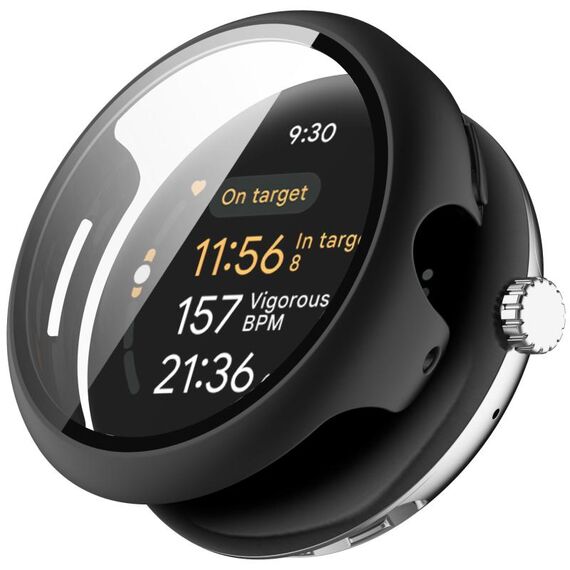 Per Google Pixel Watch 3 41mm PC + Pellicola temperata Custodia protettiva per orologio integrata (nero)