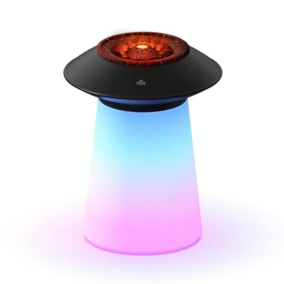 HX126 Sound Pickup RGB Light Volcano Umidificatore Fiamma simulata Macchina per aromaterapia, Colore: Nero