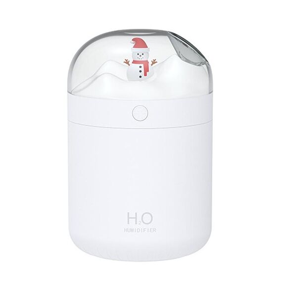 Umidificatore da tavolo a forma di pupazzo di neve da 500 ml, USB, grande capacità, luce ambientale colorata, umidificatore d'aria (白色)