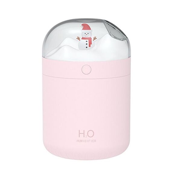 Umidificatore da tavolo a forma di pupazzo di neve da 500 ml, USB, grande capacità, luce ambientale colorata, umidificatore d'aria (粉色)
