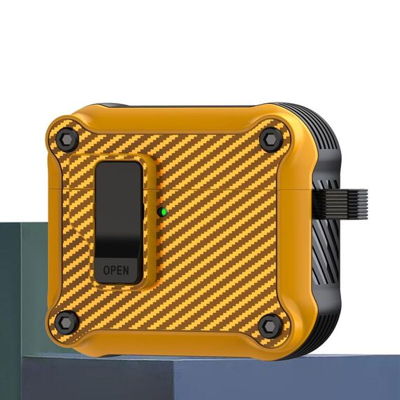 Per AirPods 4 Custodia protettiva per auricolari con interruttore automatico magnetico in fibra di carbonio (giallo)
