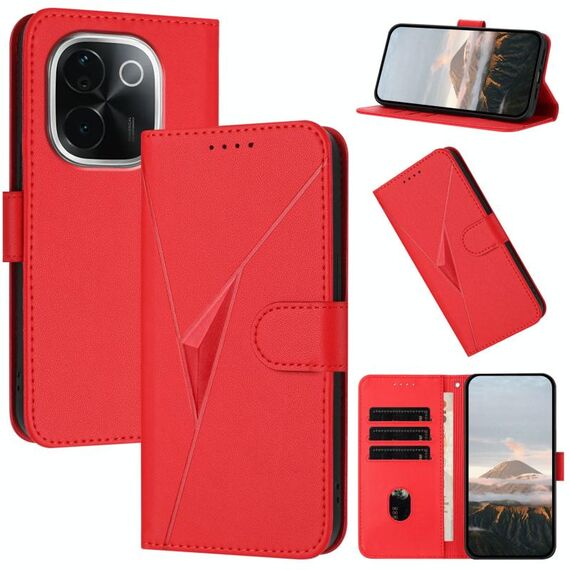 Per vivo iQOO Z9s Pro Custodia in pelle con fibbia a motivo triangolare (rosso)