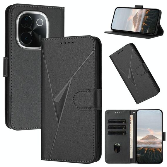 Per vivo iQOO Z9s Pro Custodia in pelle con fibbia a motivo triangolare (nero)