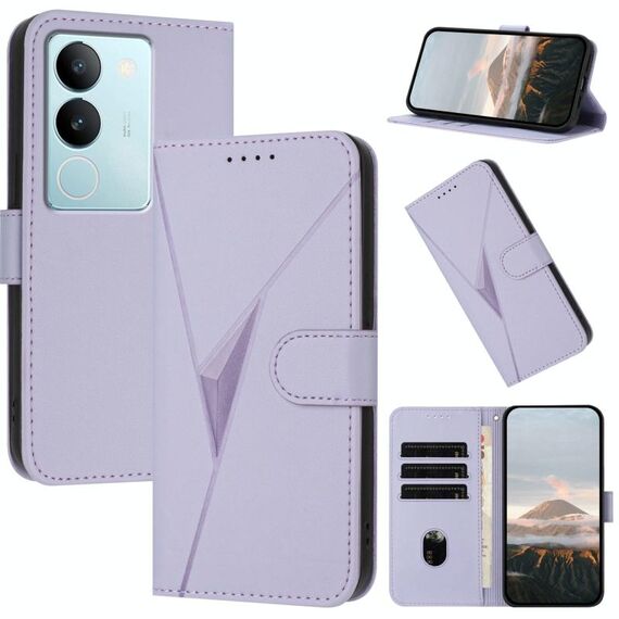 Per vivo S17 Custodia per telefono in pelle con fibbia a motivo triangolare (viola chiaro)