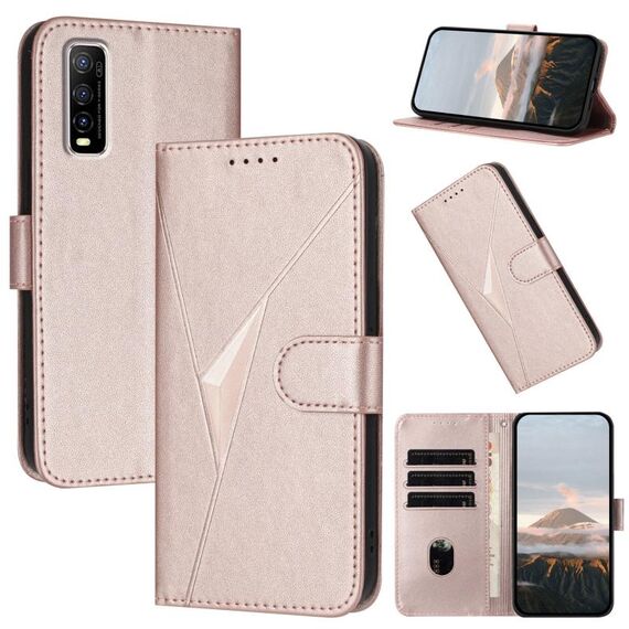 Per vivo Y70s Custodia per telefono in pelle con fibbia a motivo triangolare (oro rosa)