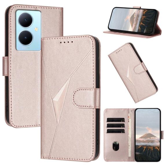Per vivo Y78+ Custodia in pelle con fibbia a motivo triangolare (oro rosa)