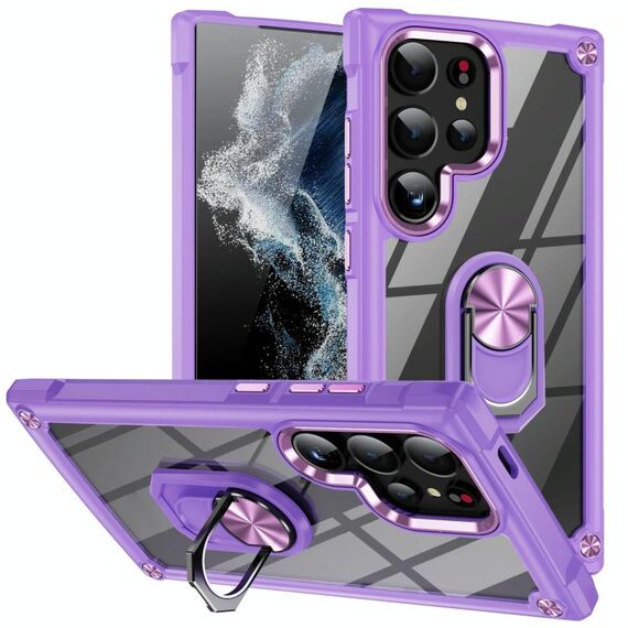 Per Samsung Galaxy S25 Ultra 5G TPU + PC Lens Protection Custodia per telefono con supporto ad anello (viola)