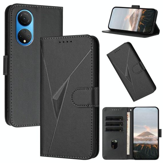 Per Honor X7 4G / Play 30 Plus Custodia in pelle con fibbia a motivo triangolare (nero)
