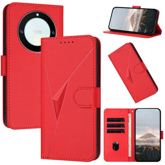 Per Honor X9a / Magic5 Lite / X40 Custodia per telefono in pelle con fibbia a motivo triangolare (rosso)