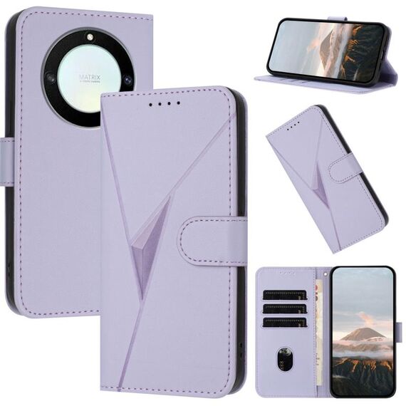Per Honor X9a / Magic5 Lite / X40 Custodia in pelle con fibbia a motivo triangolare (viola chiaro)