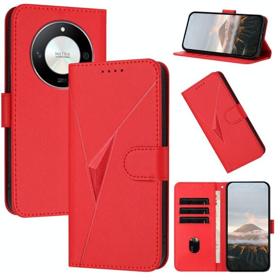 Per Honor X50 / Honor X9b Custodia per telefono in pelle con fibbia a motivo triangolare (rosso)