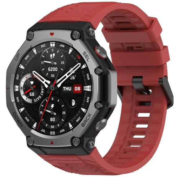 Per Amazfit T-Rex 3 Cinturino in silicone con fibbia ad ago tinta unita (rosso)