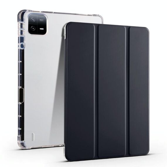 Per Xiaomi Pad 7 / 7 Pro Custodia per tablet in pelle intelligente TPU trasparente a 3 ante con slot per penna (nero)