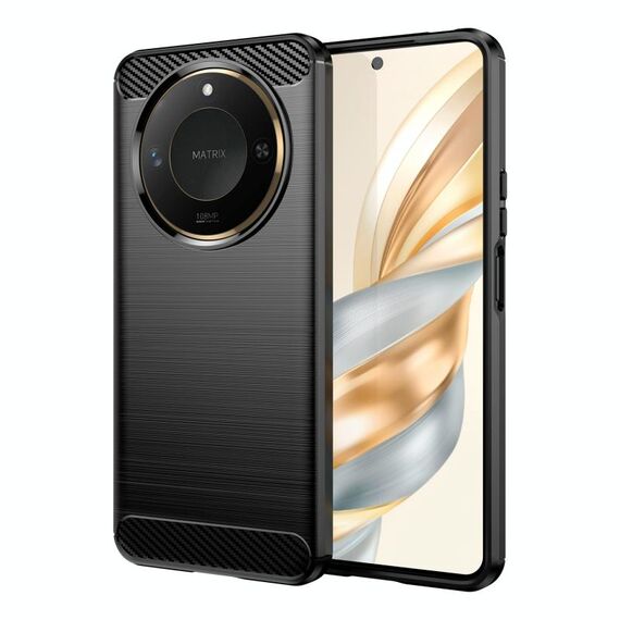 Custodia per telefono in TPU con texture spazzolata in fibra di carbonio per Honor X60 (nero)