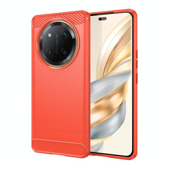 Custodia per telefono in TPU con texture spazzolata in fibra di carbonio per Honor X60 Pro (rosso)