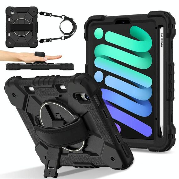 Per iPad mini 2024 / mini 6 Custodia per tablet PC ibrida in silicone con robot a colori a contrasto (nero)