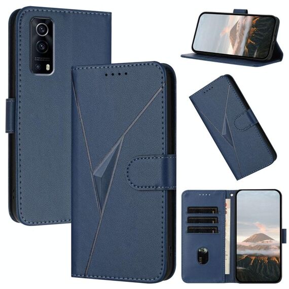 Per vivo Y72 5G Custodia in pelle con fibbia a motivo triangolare (blu reale)