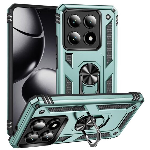 Per Xiaomi 14T Pro Custodia antiurto in TPU + PC con supporto (verde scuro)