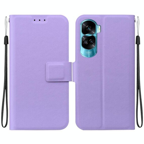 Per Honor 90 Lite Custodia per telefono in pelle con fibbia magnetica ultra sottile (viola)
