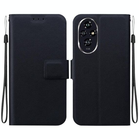 Per Honor 200 Custodia per telefono in pelle con fibbia magnetica ultrasottile (nero)