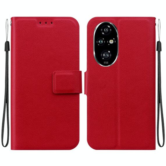 Per Honor 200 Pro Custodia per telefono in pelle con fibbia magnetica ultra sottile (rosso)
