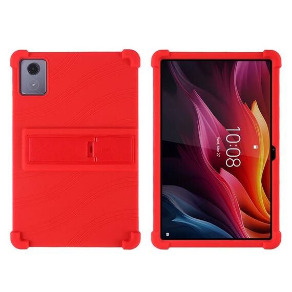 Per Lenovo Tab K11 Plus Custodia protettiva antiurto in silicone per tablet con supporto (rosso)