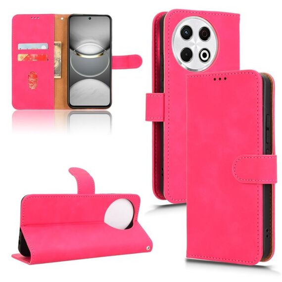 Per Tecno Spark 30 Pro 4G Custodia in pelle magnetica con effetto pelle (rosso rosa)