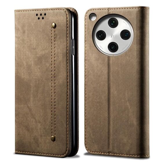 Per OPPO Find X8 Denim Texture Casual Style Custodia in pelle con flip orizzontale (cachi)