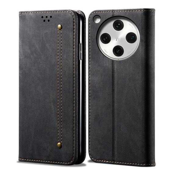 Per OPPO Find X8 Denim Texture Casual Style Custodia in pelle con flip orizzontale (nero)