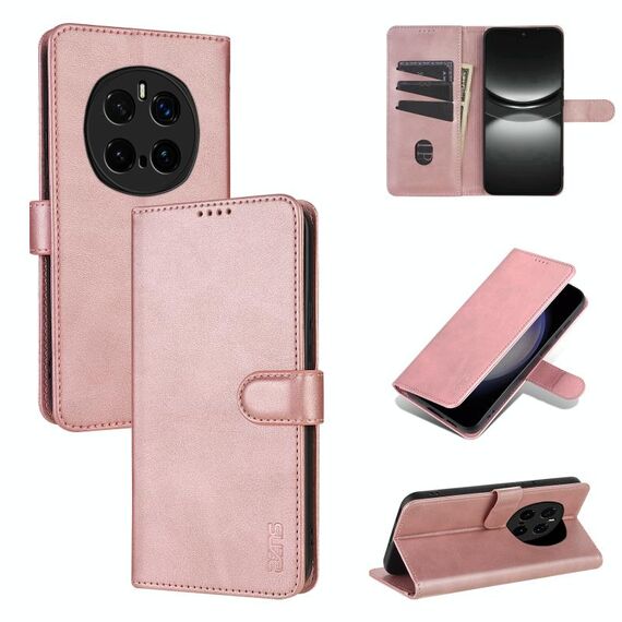 Custodia per telefono in pelle con texture di vitello per Honor Magic7 Pro AZNS (oro rosa)